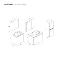 Shower Kumsal 80 cm Banyo Dolabı