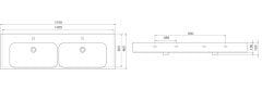TURKUAZ | PİNTO ETAJERLİ LAVABO 150 CM (ÇİFT HAZNELİ)