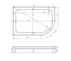 Shower 70x100 Oval Asimetrik Duş Teknesi (Panelli)