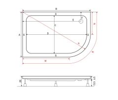 Shower 70x110 Oval Asimetrik Duş Teknesi (Panelli)