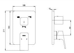 E.C.A. | TIERA ANKASTRE BANYO BATARYASI SIVA ÜSTÜ GRUBU - 3 YOLLU