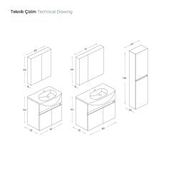 Shower Melis 80 cm Banyo Dolabı