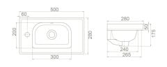 TURKUAZ | FRAME ETAJERLİ LAVABO 50 CM (SOLDAN BATARYA DELİKLİ)