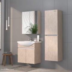 Shower Star 80 cm Banyo Dolabı Boy Dolaplı - Sidon/Beyaz