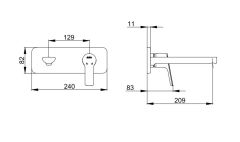 E.C.A. | LUNA ANKASTRE LAVABO BATARYASI SIVA ÜSTÜ GRUBU - TEK ROZET ALTIN GÖRÜNÜMLÜ