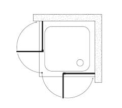 Shower Bold 80X80 2 Sabit 2 Açılır Nokta Menteşeli Kabin