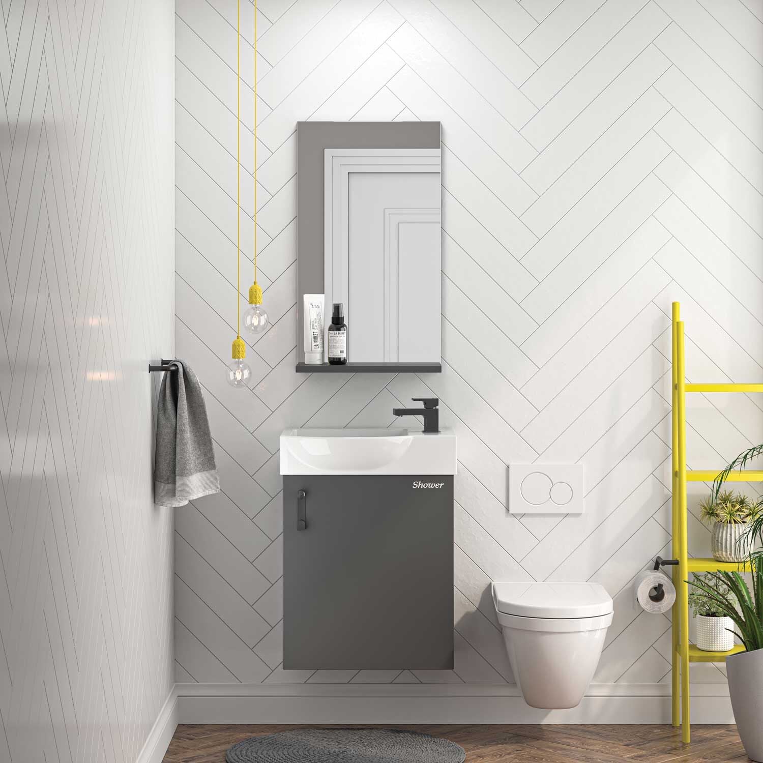 Shower Litos 45 cm Banyo Dolabı Antrasit