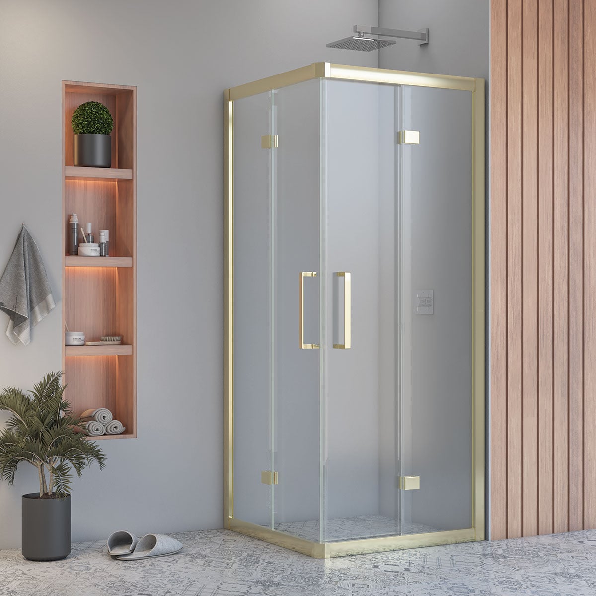 Shower Bold 105x105 2 Sabit 2 Açılır Nokta Menteşeli Kabin