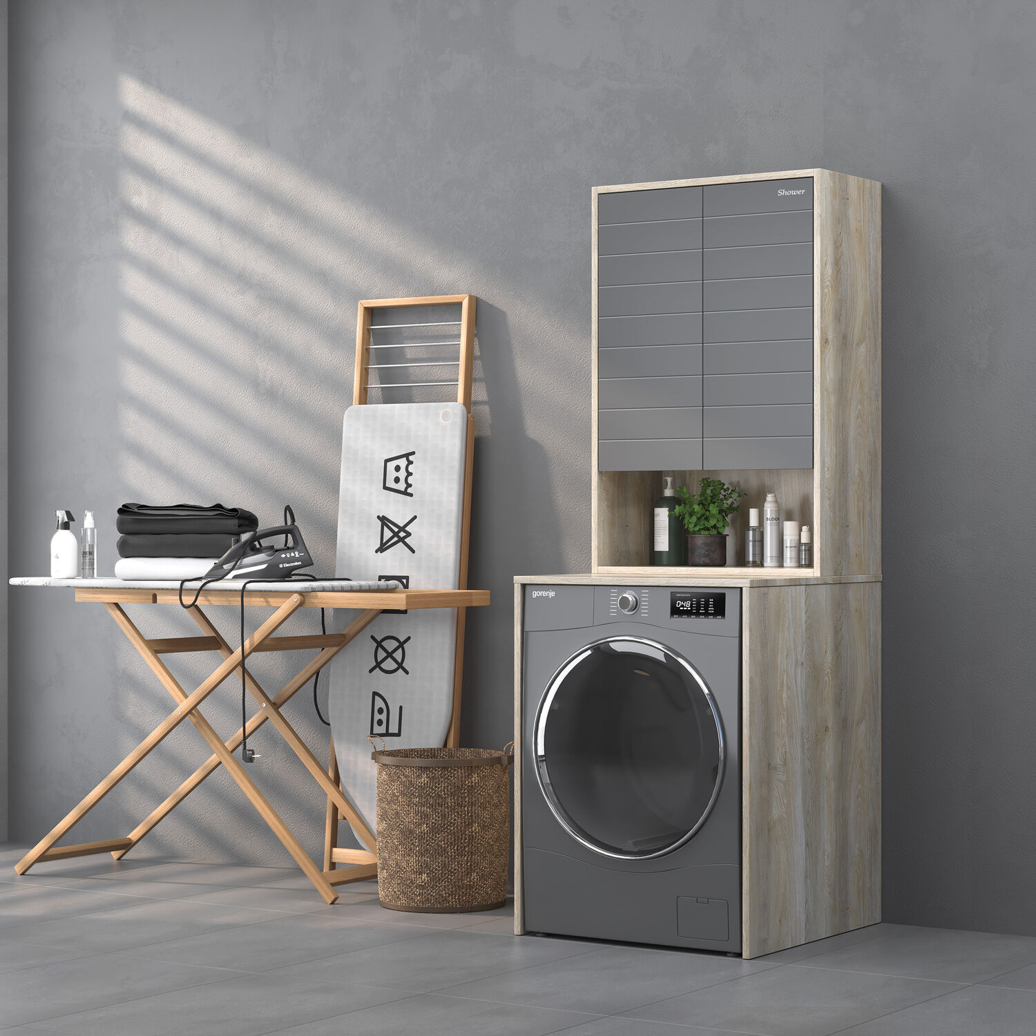 Shower Vesta Çamaşır Makinesi Dolabı Kanyon/Antrasit