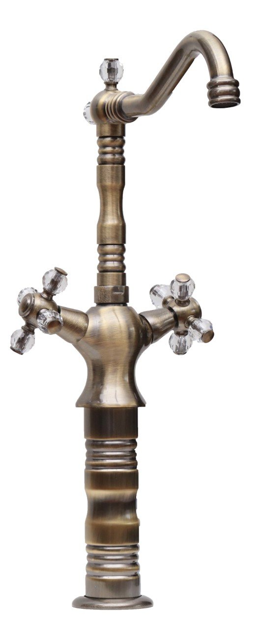 LPD Kristal Taşlı Kuğu Çanak Lavabo Bataryası Antik