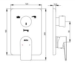 E.C.A. | DALIA ANKASTRE BANYO BATARYASI SIVA ÜSTÜ GRUBU - 3 YOLLU