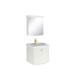 Kale Arte+ Banyo Dolabı Seti Parlak Beyaz Altın Kulplu 65cm