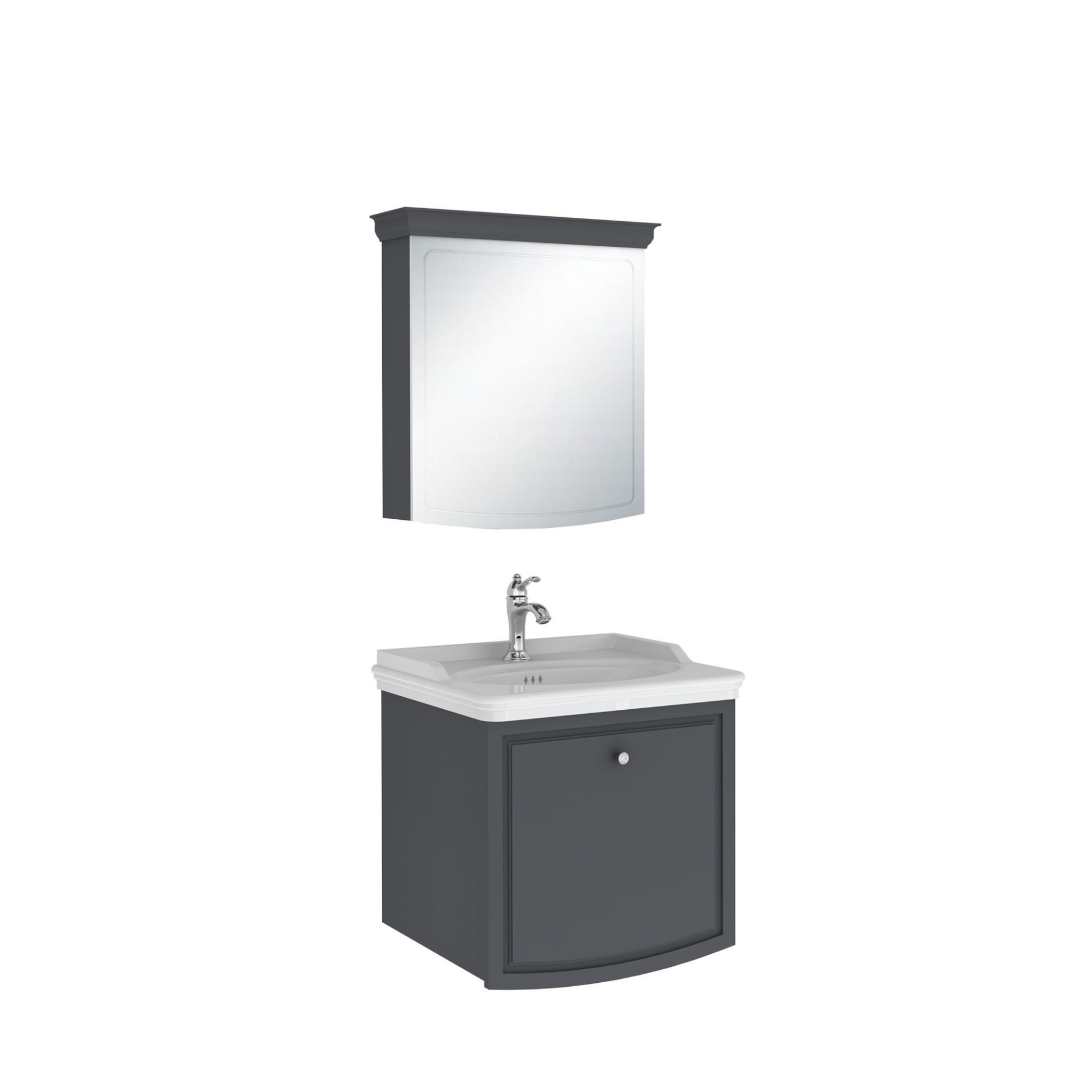 Kale Arte+ Banyo Dolabı Seti Mat Antrasit Krom Kulplu 65cm