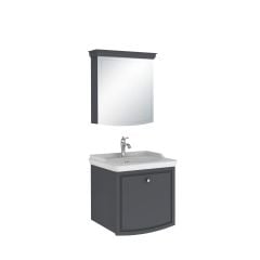 Kale Arte+ Banyo Dolabı Seti Mat Antrasit Krom Kulplu 65cm