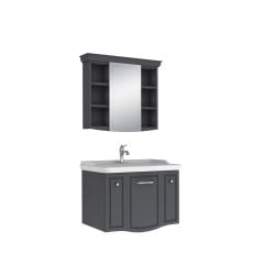 Kale Arte+ Banyo Dolabı Seti Mat Antrasit Krom Kulplu 80cm