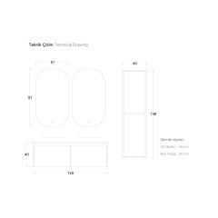 Shower Line 120 cm Banyo Dolabı Boy Dolapsız - Melisa