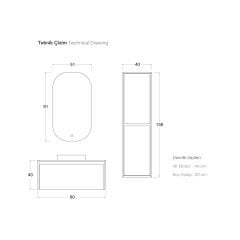 Shower Stone Line 80 cm Banyo Dolabı Antrasit