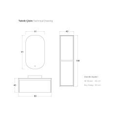 Shower Line 80 cm Banyo Dolabı Antrasit