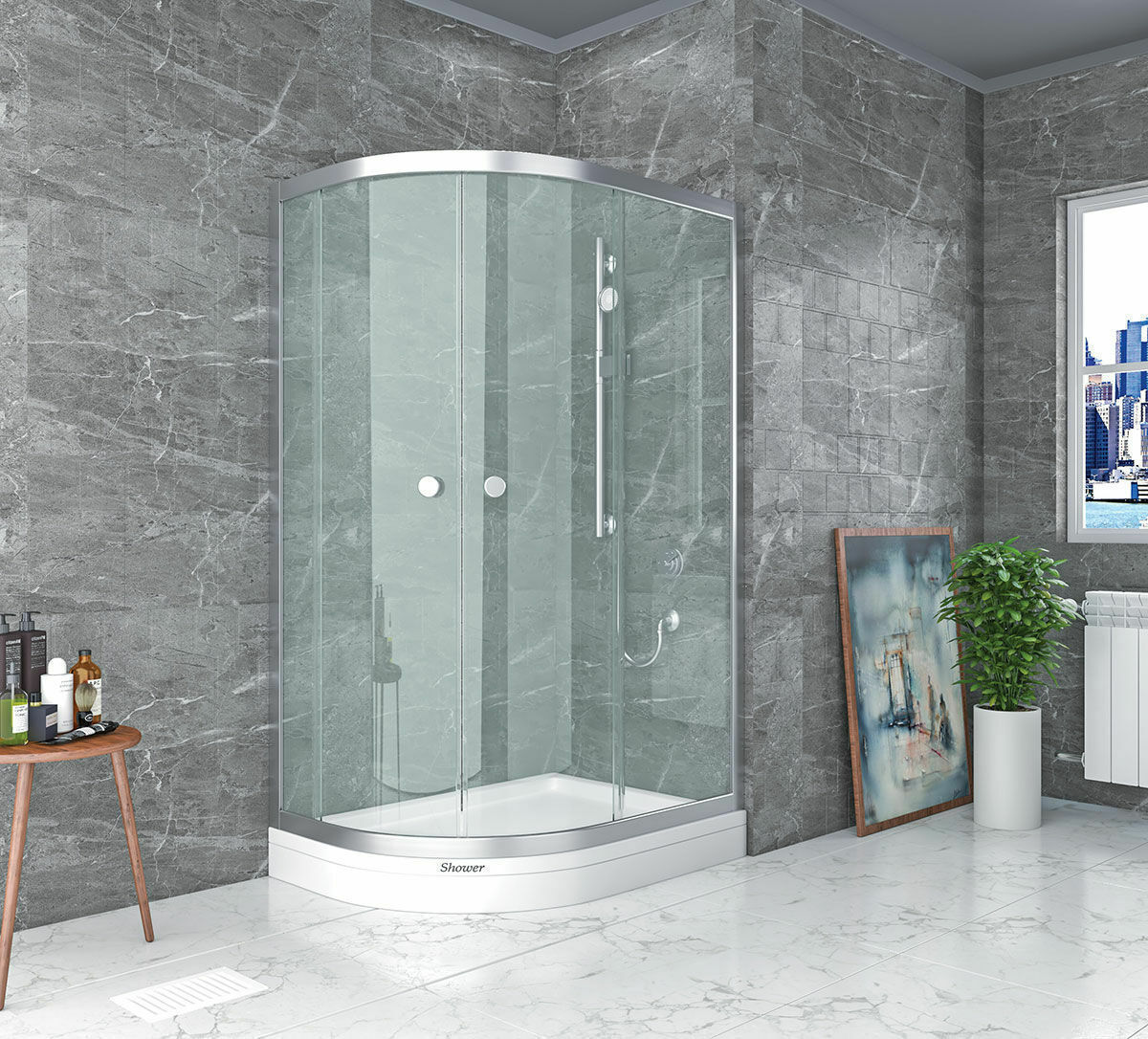 Shower Satürn 80x140 2 Sabit 2 Çalışır Asimetrik Tekne Üzeri Kabin