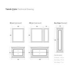 Shower Cristal 100 cm Banyo Dolabı (Çekmeceli)