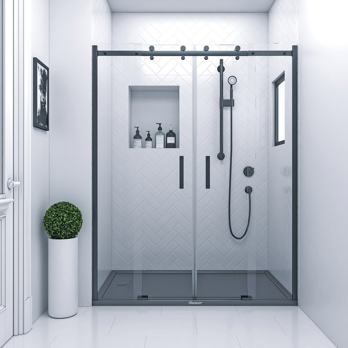 Shower Royal 150 cm 2 Sabit 2 Kayar İki Duvar Arası Tekne Üzeri Duş Kabini