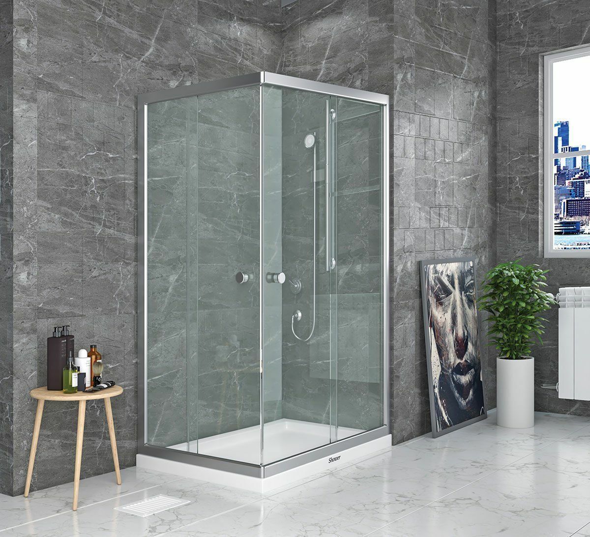 Shower Satürn 70x120 2 Sabit 2 Çalışır Dikdörtgen Tekne Üzeri Kabin