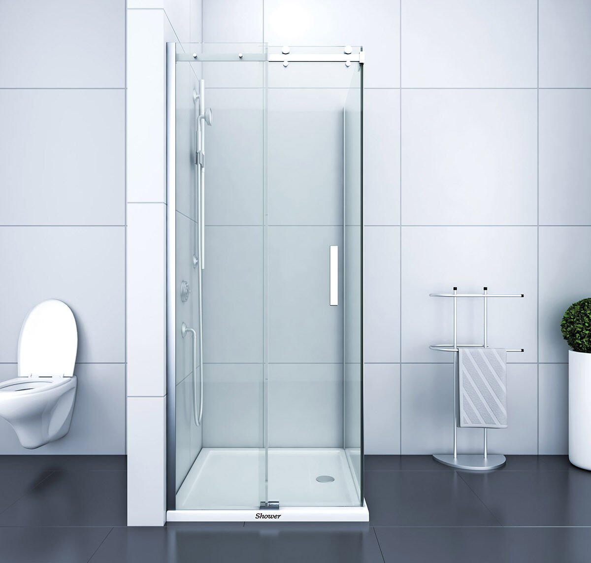 Shower Royal 100x100 1 Sabit 1 Kayar Yan Panelli Duş Kabini