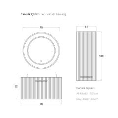 Shower Sıla 85 cm Banyo Dolabı Boy Dolaplı - Sardunya