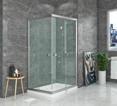 Shower Satürn 80x90 2 Sabit 2 Çalışır Dikdörtgen Tekne Üzeri Kabin