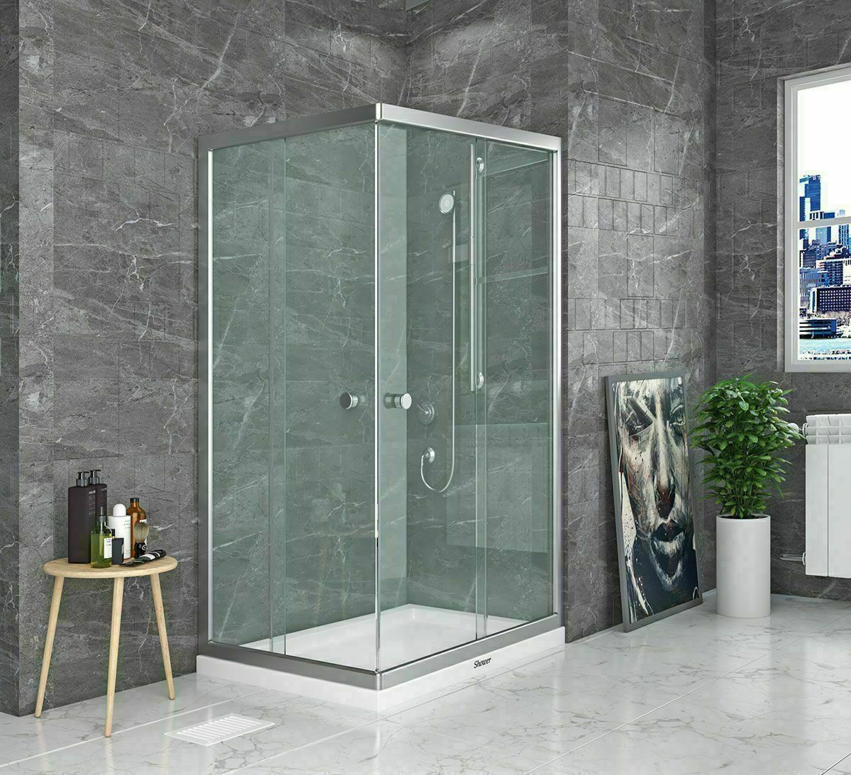 Shower Satürn 80x120 2 Sabit 2 Çalışır Dikdörtgen Tekne Üzeri Kabin