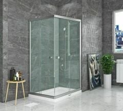 Shower Satürn 80x120 2 Sabit 2 Çalışır Dikdörtgen Tekne Üzeri Kabin
