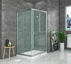 Shower Satürn 90x100 2 Sabit 2 Çalışır Dikdörtgen Tekne Üzeri Kabin