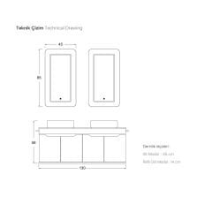 Shower Edra 130 cm Banyo Dolabı Antrasit/Legnano