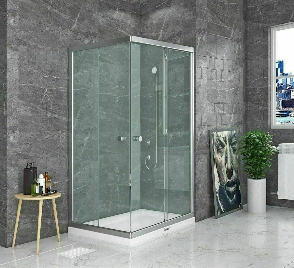 Shower Satürn 100x110 2 Sabit 2 Çalışır Dikdörtgen Tekne Üzeri Kabin