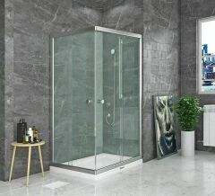 Shower Satürn 100x110 2 Sabit 2 Çalışır Dikdörtgen Tekne Üzeri Kabin