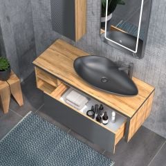 Shower Luna 120 Banyo Dolabı Legnano/Siyah