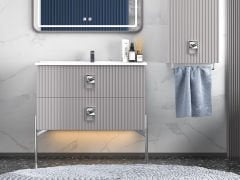 Shower Dora 85 cm Banyo Dolabı - Açık Gri