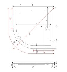Shower 90x90 Drop Oval Panelli Duş Teknesi