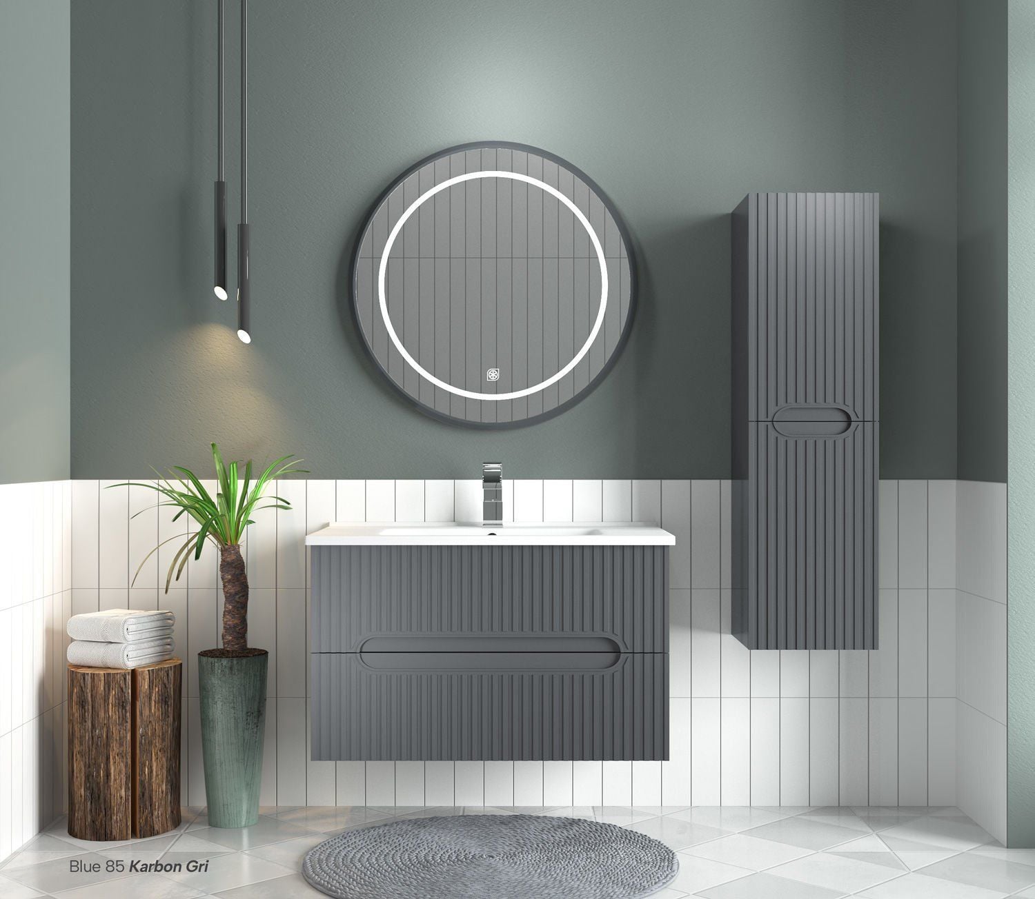 Shower Blue 100 cm Banyo Dolabı