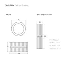 Shower Blue 100 cm Banyo Dolabı Boy Dolaplı - Antrasit