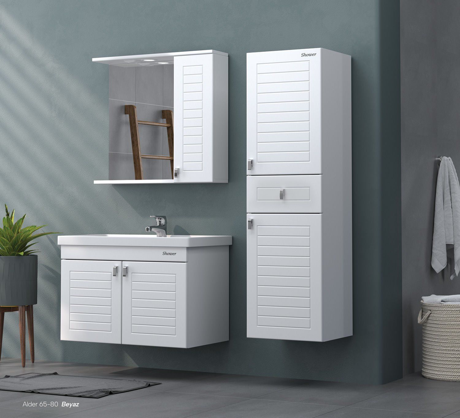 Shower Alder 80 cm Banyo Dolabı