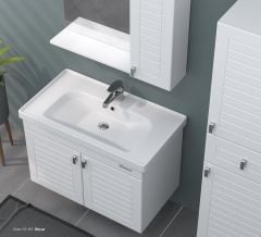 Shower Alder 100 cm Banyo Dolabı Boy Dolaplı - Sahra/Beyaz