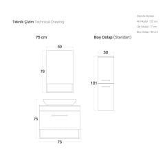 Shower Adel 75 cm Banyo Dolabı