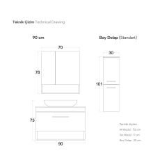 Shower Adel 90 cm Banyo Dolabı
