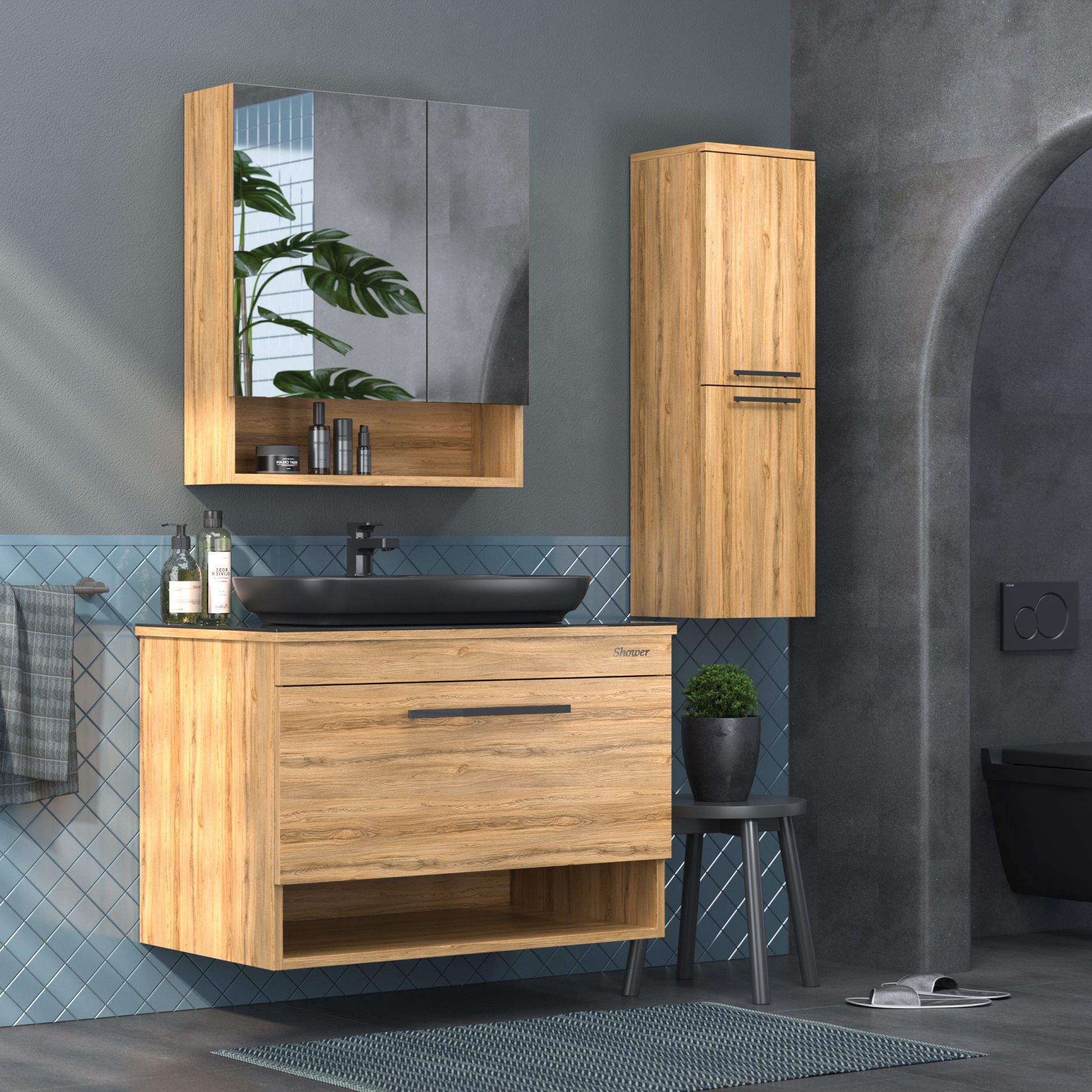 Shower Adel 90 cm Banyo Dolabı