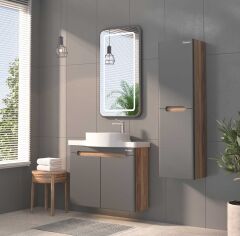 Shower Serin 65 cm Banyo Dolabı Boy Dolaplı - Beyaz/Hazar