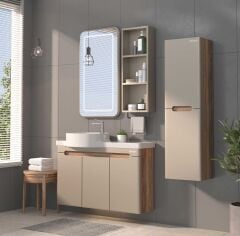 Shower Serin 80 cm Banyo Dolabı Boy Dolapsız - Sahra/Hazar