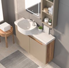 Shower Serin 100 cm Banyo Dolabı Boy Dolapsız - Sağ - Antrasit/Hazar