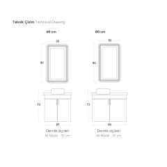 Shower Özgün 65 cm Banyo Dolabı Boy Dolapsız - Sahra/Hazar