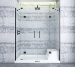 Shower Place 200 cm 2 Sabit 2 Açılır İki Duvar Arası Nokta Menteşeli Kabin
